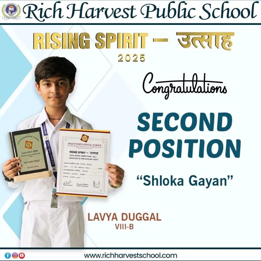 Shloka Gayan at the Rising Spirit – उत्साह 2025 competition! 🏆📜✨